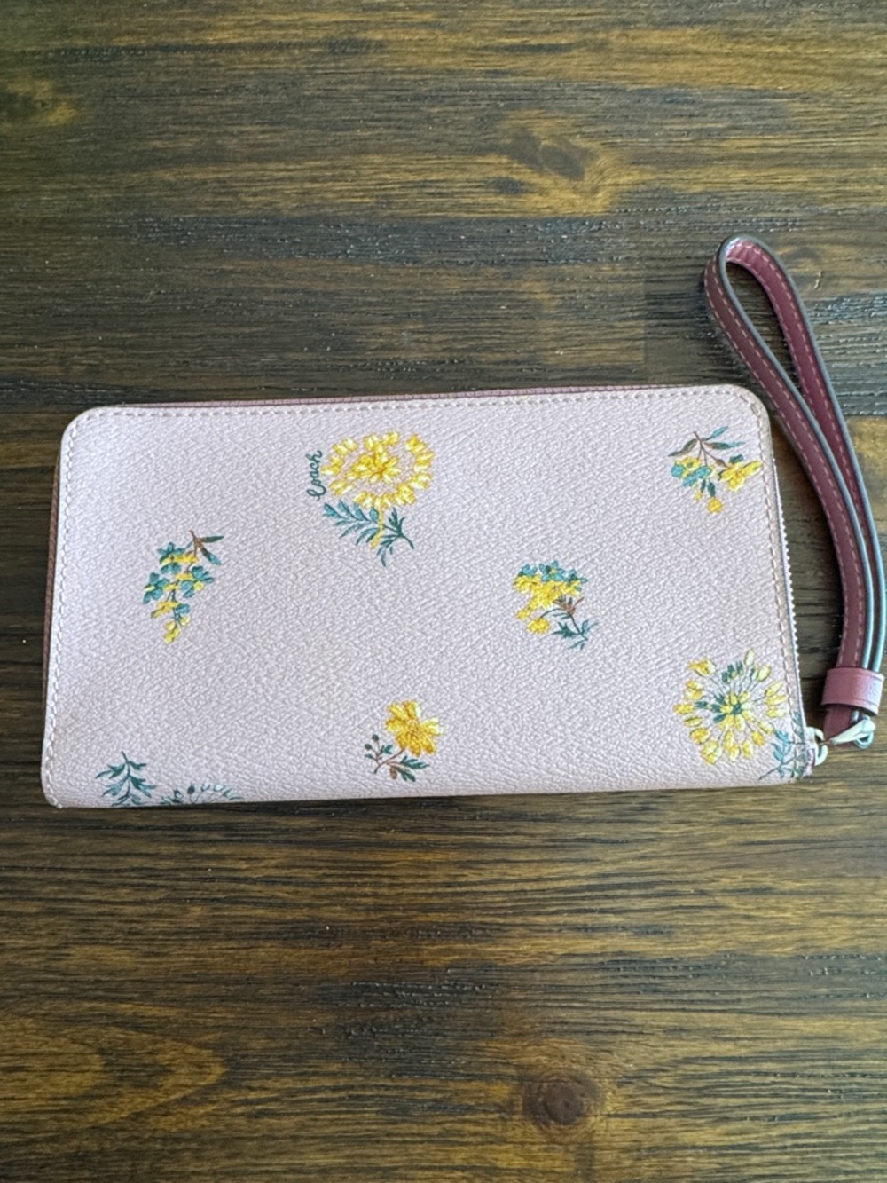 Coach Floral Zip-Around Wristlet Wallet